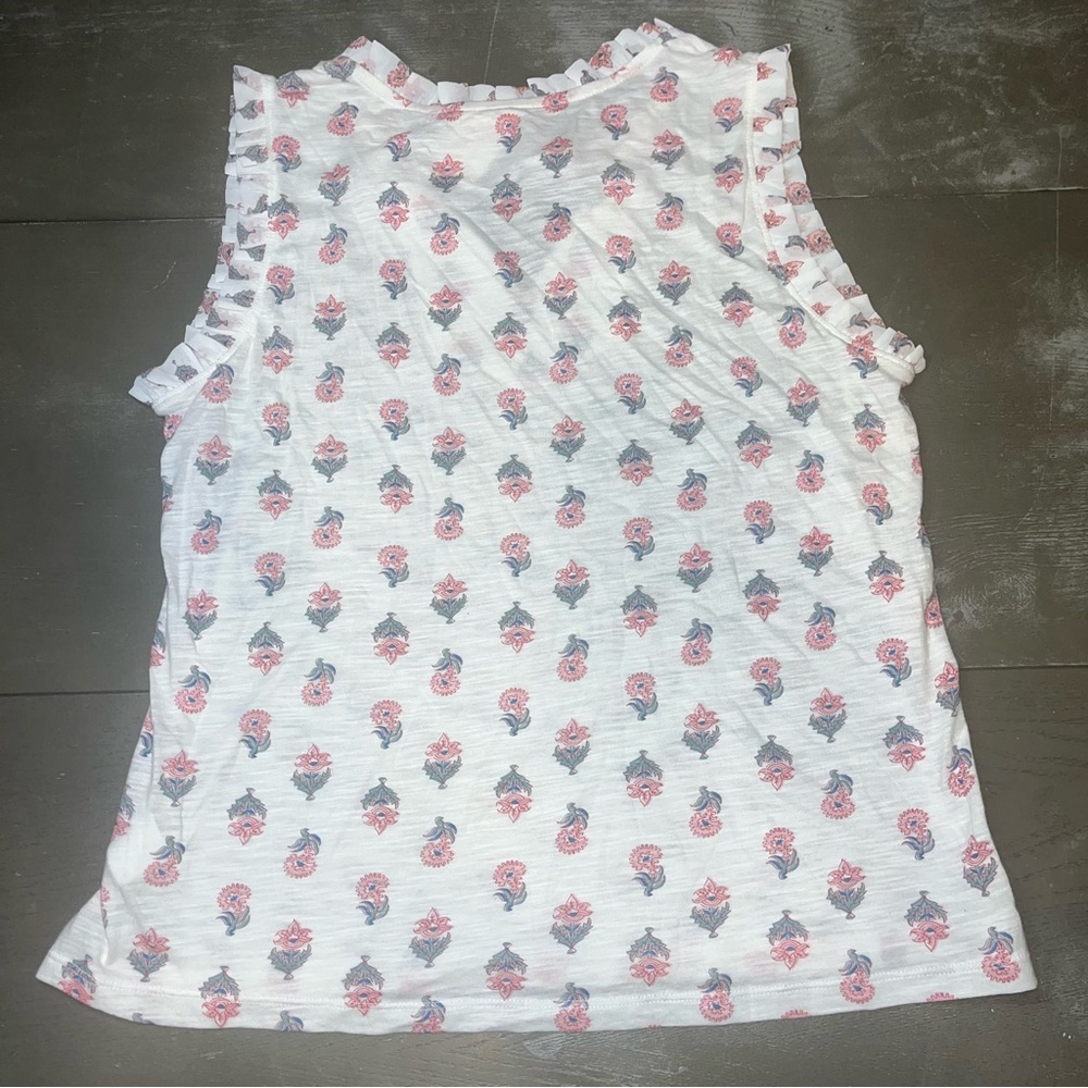 Lucky White Pink Floral Tank Ruffle Knit Loose Fit Tank Blouse NWT Medium Shirt - Picture 6 of 7